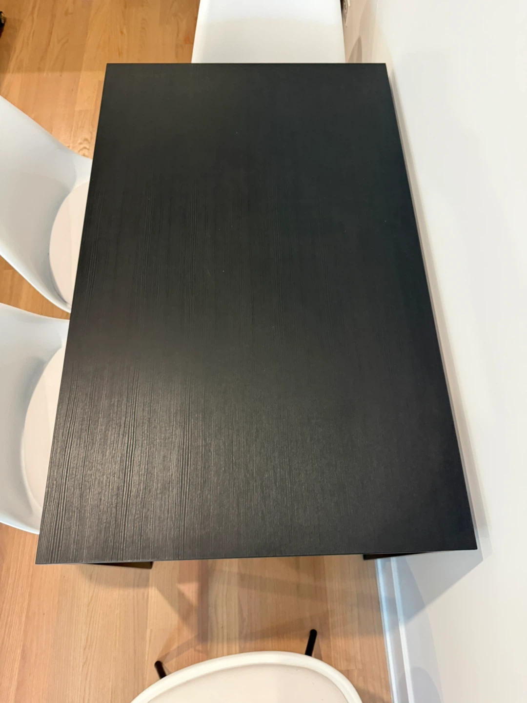 MOVING SALE - Black Dining Table Set with 4 White Chairs - photo 2