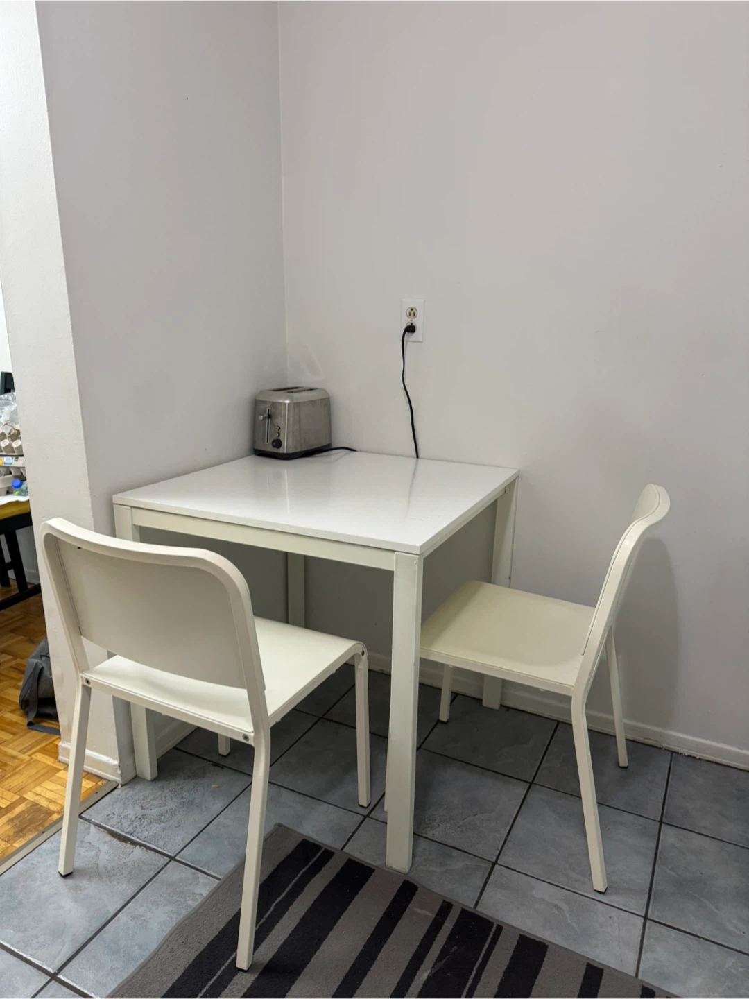 White Dining Table and 2 Chairs Set