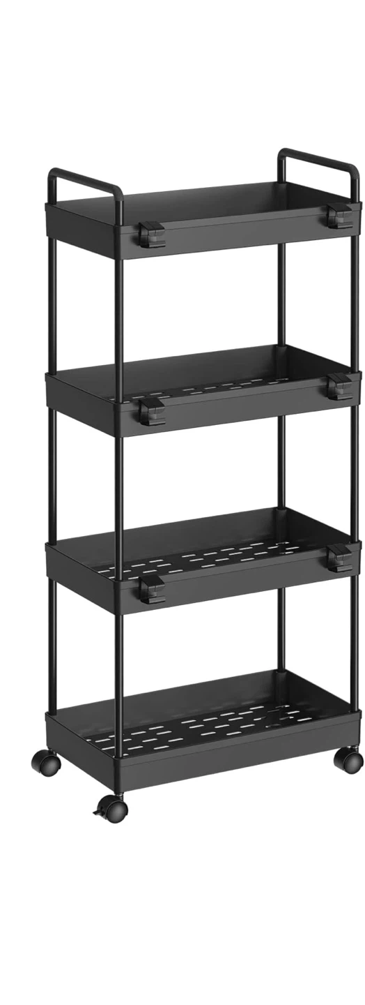 4-Tier Rolling Storage Cart - Black