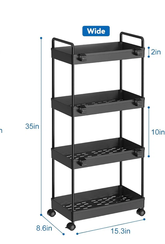4-Tier Rolling Storage Cart - Black - photo 2