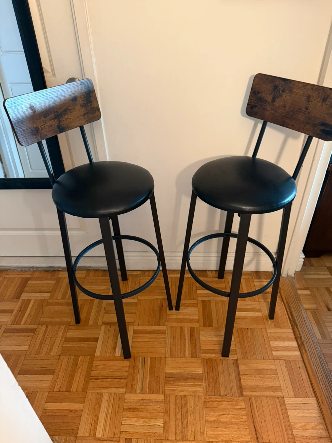 2 wooden on steel Bar Stools Bar Stools