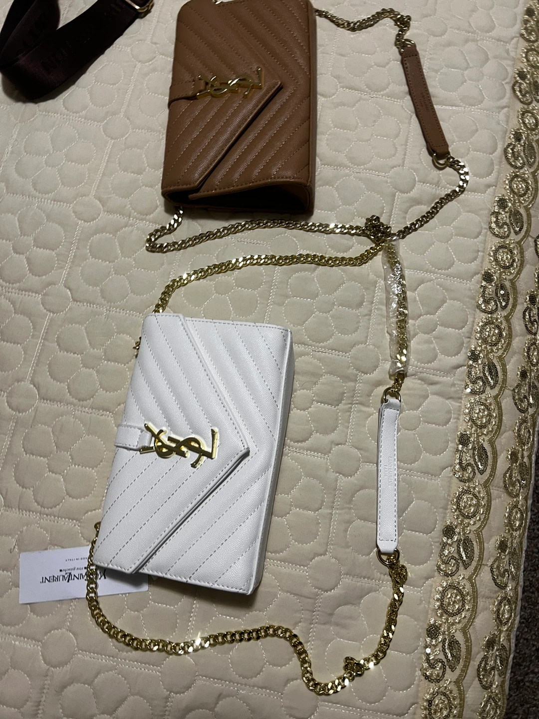 Saint Laurent YSL Wallets/Clutches - Brown & White