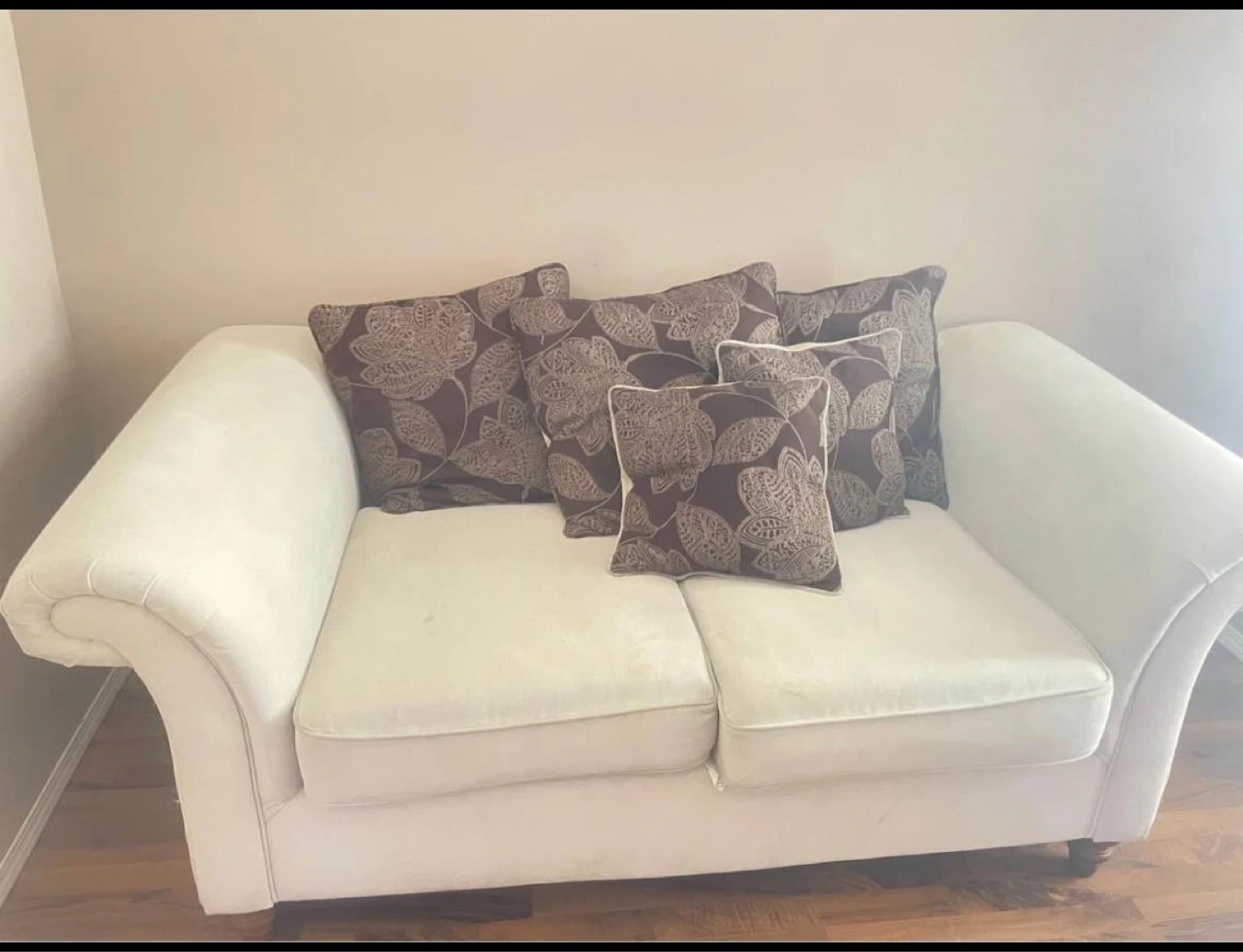 Cream Loveseat with Floral Accent Pillows - photo 2