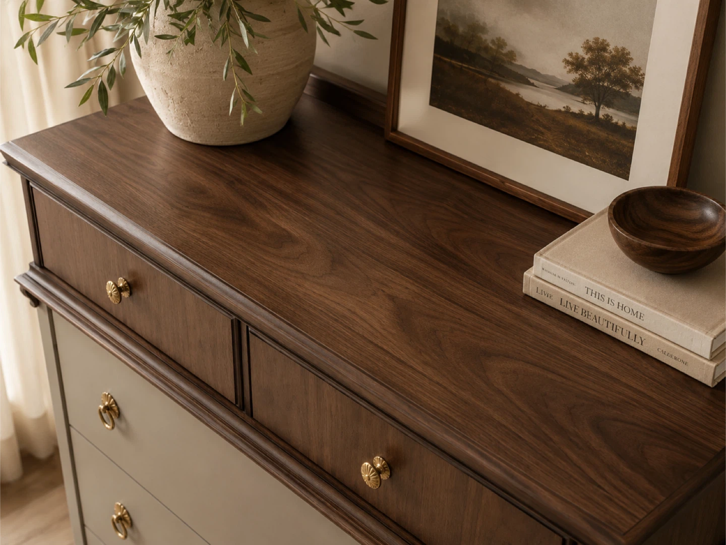 Walnut Tall Boy Dresser | Modern Organic Refinished - photo 3