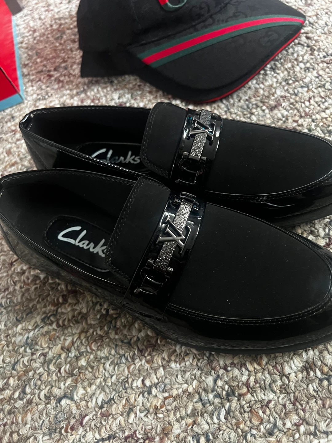 Clarks Black Patent Loafers with Chain Detail - photo 5