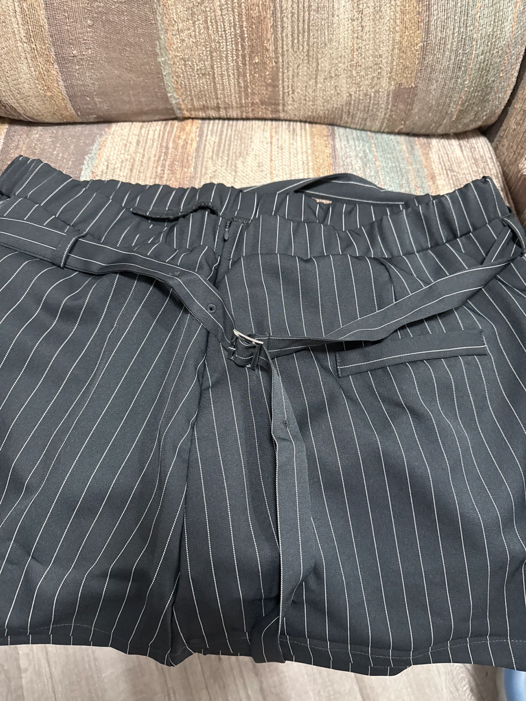 Striped High-Waisted Shorts with Belt size 10 to 12 - photo 2