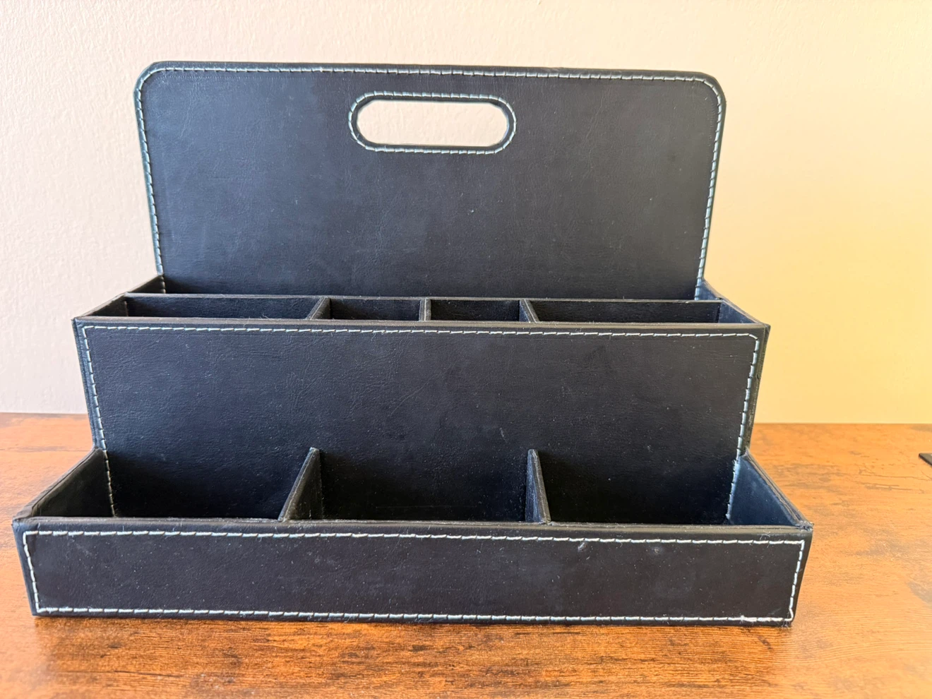 Faux Leather Desk Organizer
