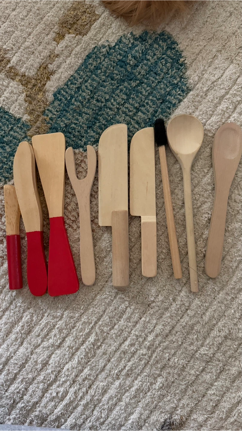 Wooden Toy Kitchen Utensils Set