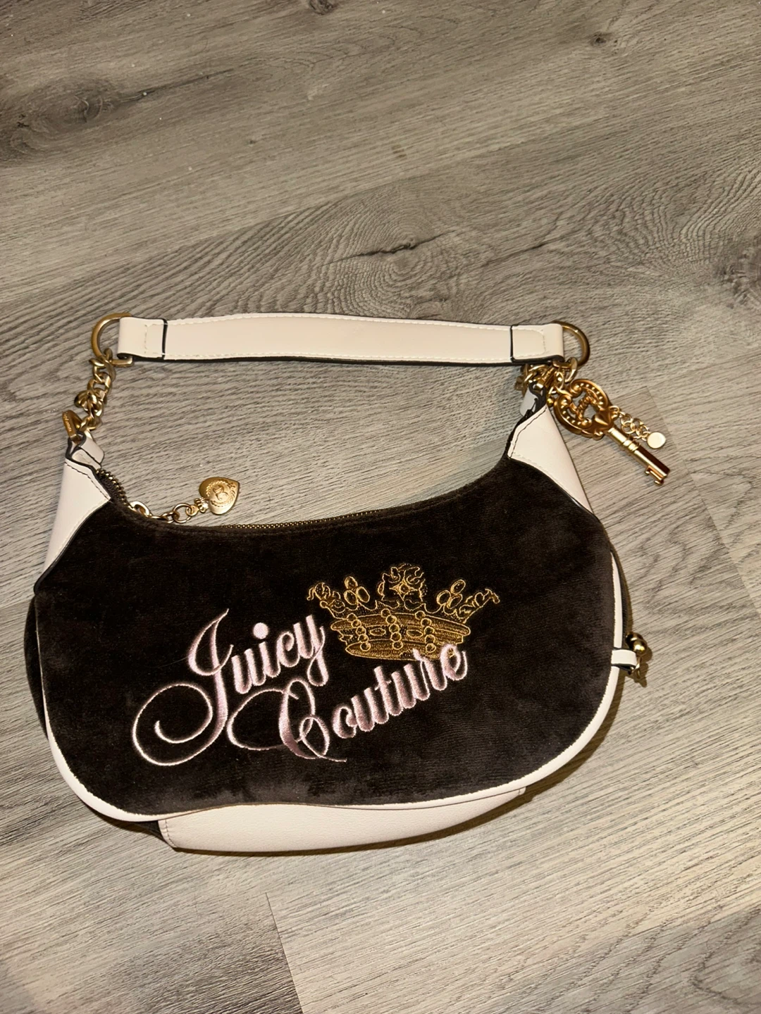 Juicy Couture Y2K Velour Brown The Key To Juicy Shoulder Bag