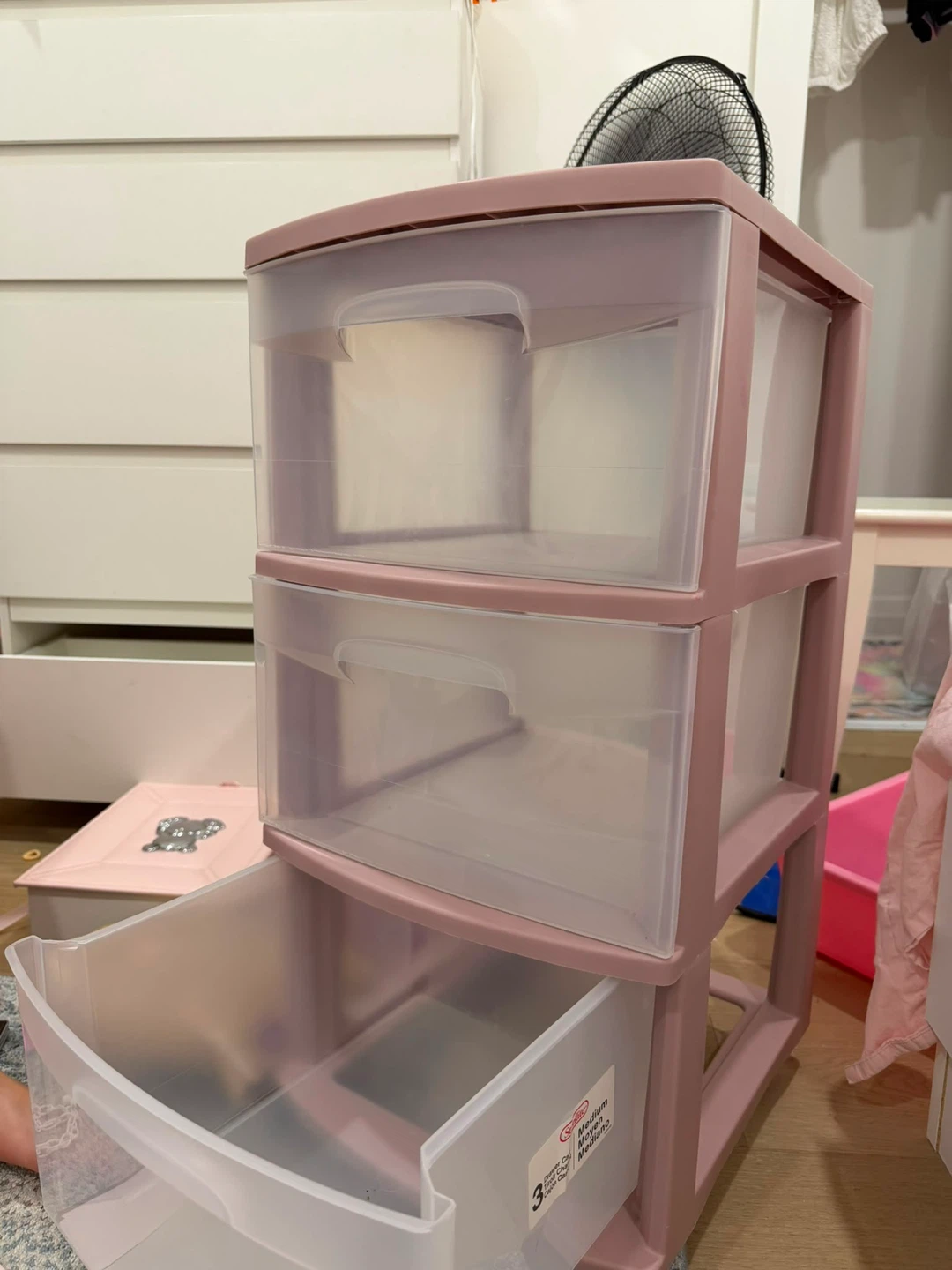 3-Drawer Plastic Storage Unit - Pink
