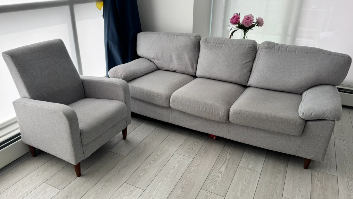 Light Grey Fabric Sofa and Armchair Set - JYSK