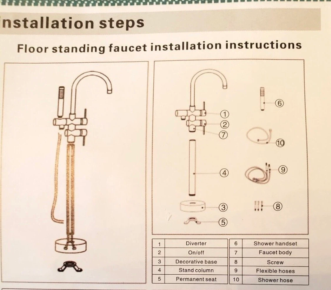 Black Floor Standing Bathtub Faucet with Handheld Shower - photo 4