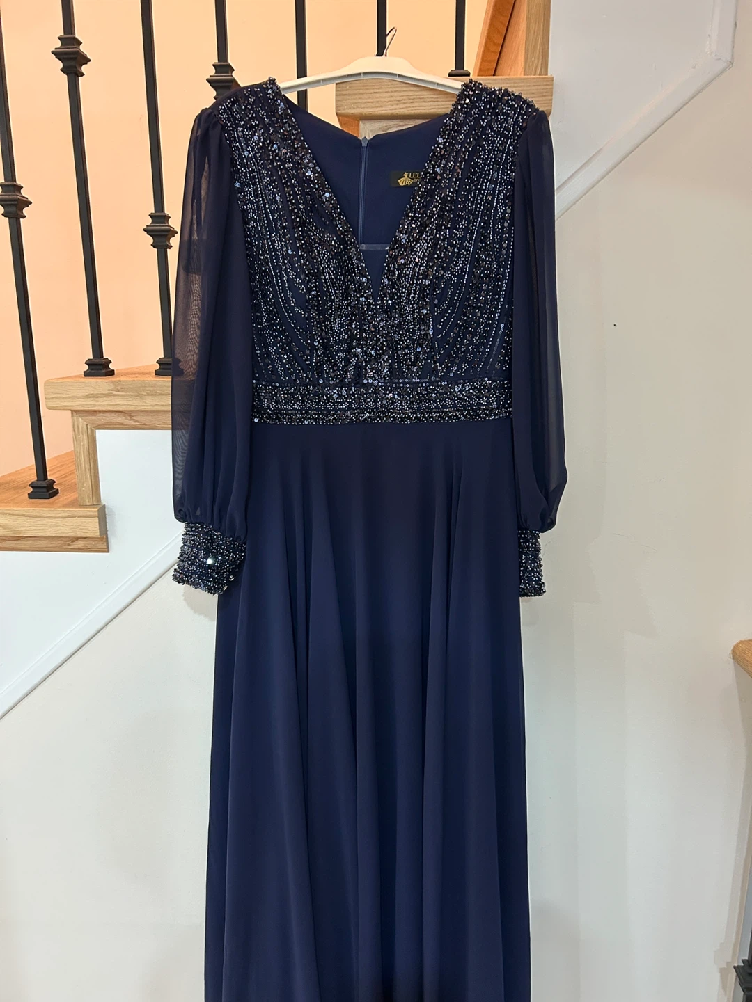 Lella Dresses Navy Beaded Gown Size 46