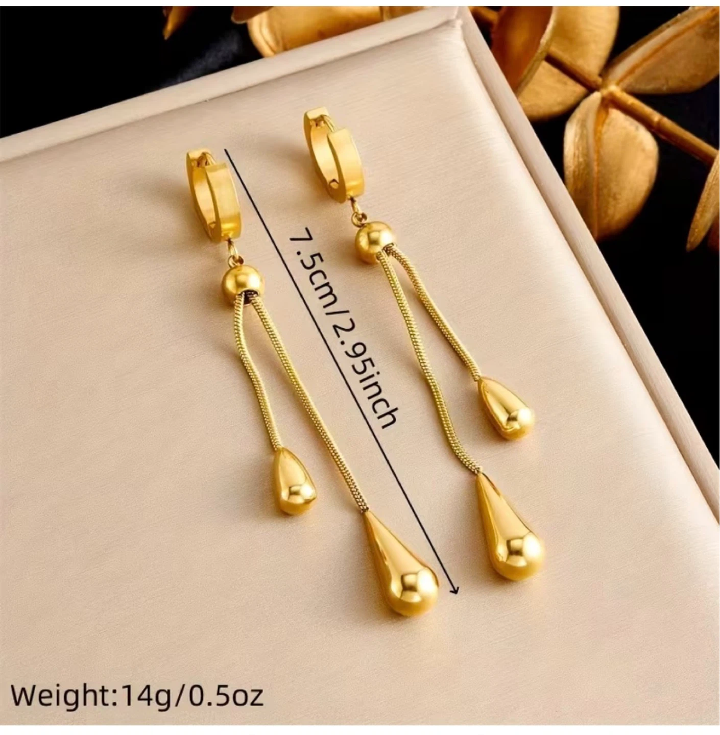 18k gold plated stainless steel necklace and earrings - photo 3