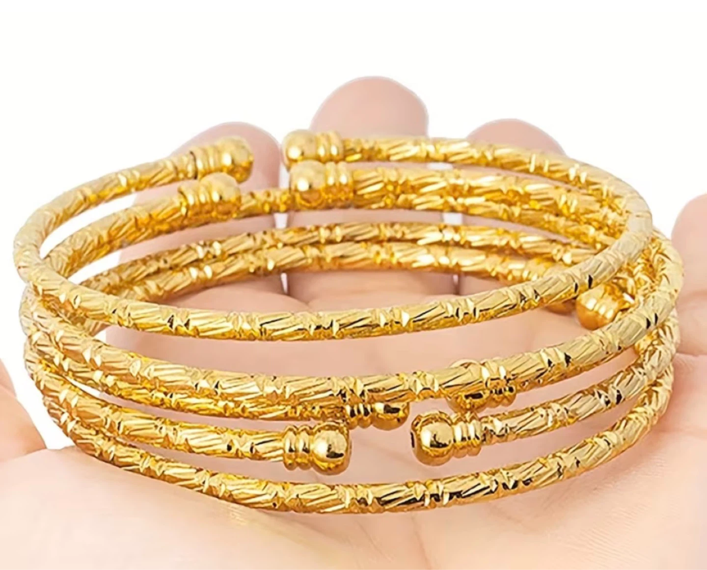 Dubai 24k Gold plated Tone Bangle Set - photo 4