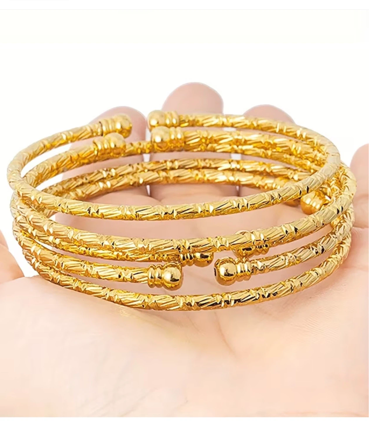 Dubai 24k Gold plated Tone Bangle Set