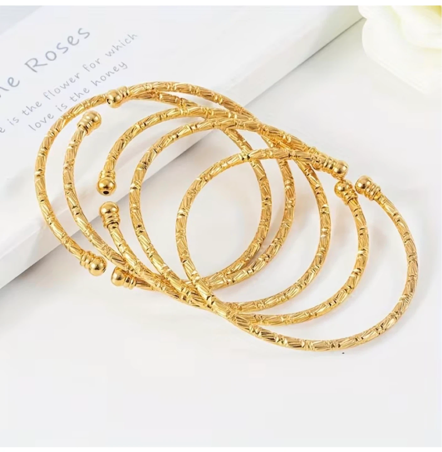 Dubai 24k Gold plated Tone Bangle Set - photo 3