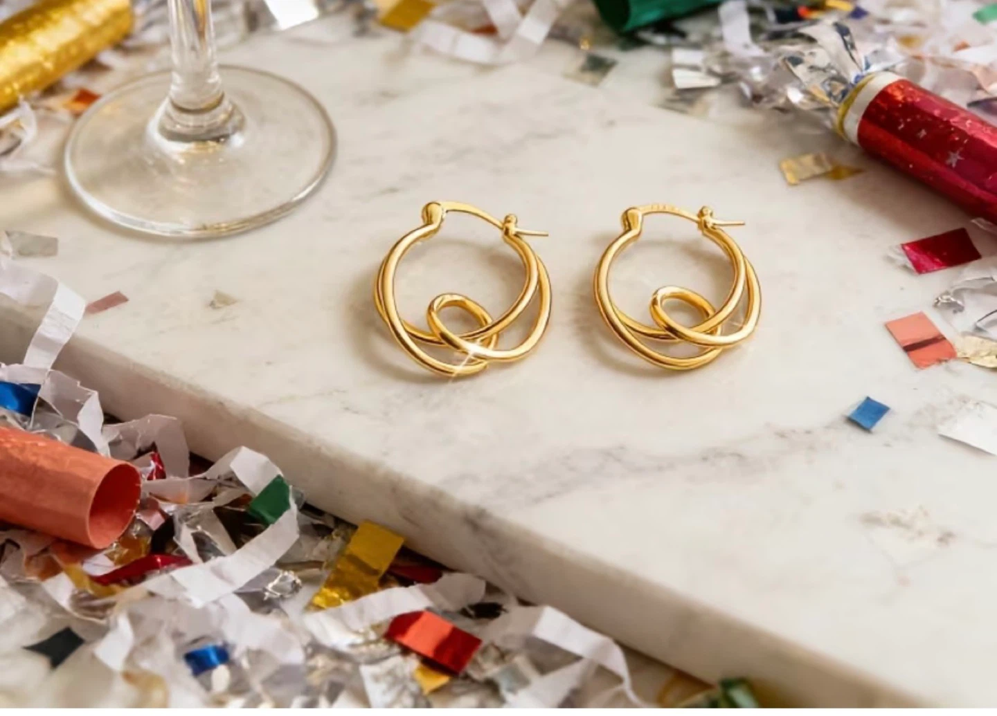 18K Gold Plated Stainless Steel Hoop Earrings - photo 5