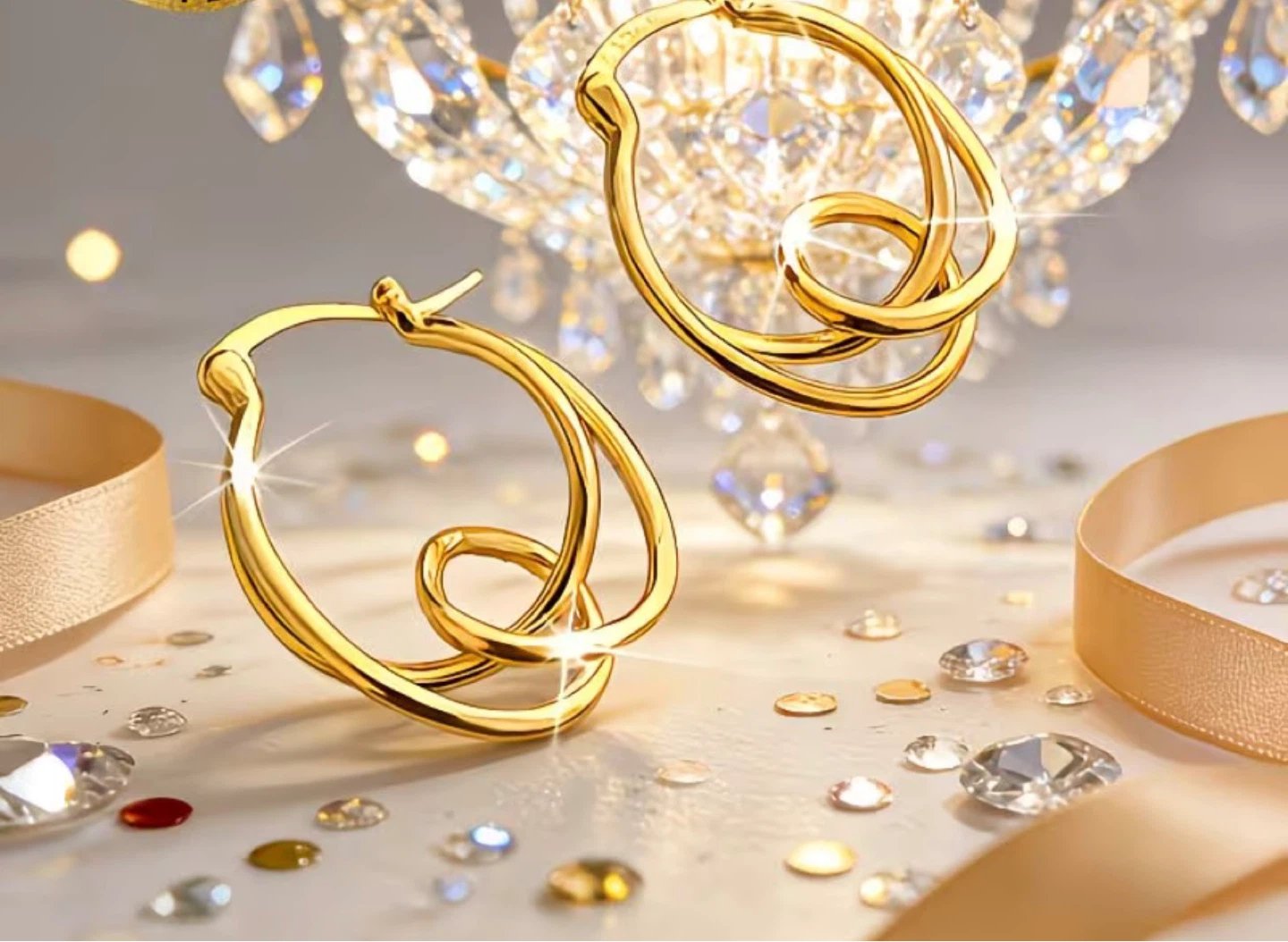 18K Gold Plated Stainless Steel Hoop Earrings - photo 2