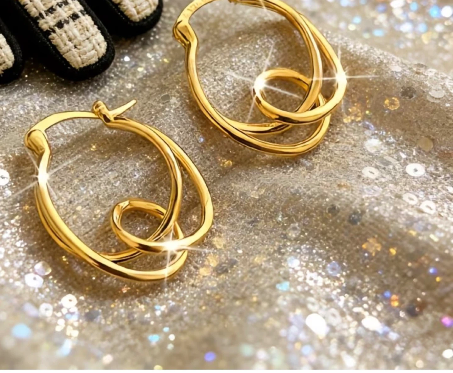 18K Gold Plated Stainless Steel Hoop Earrings - photo 3
