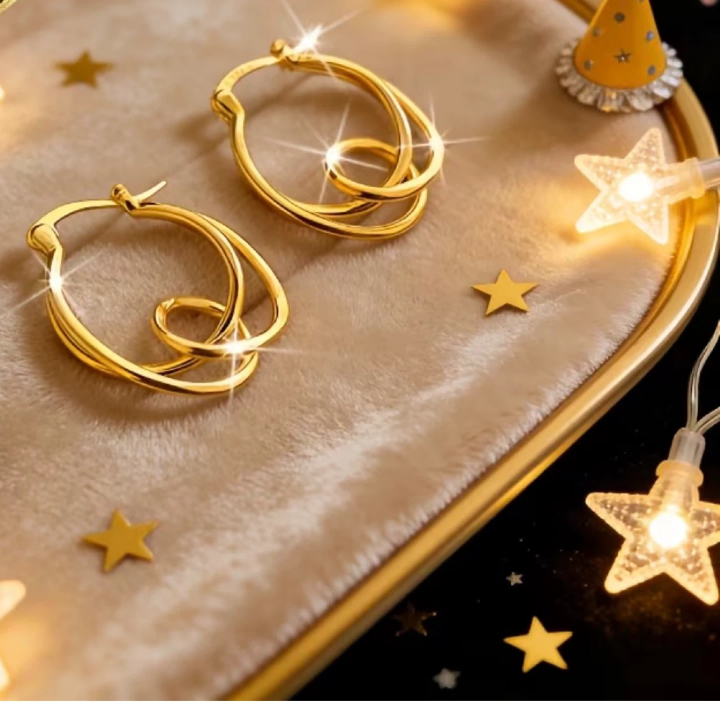 18K Gold Plated Stainless Steel Hoop Earrings - photo 4