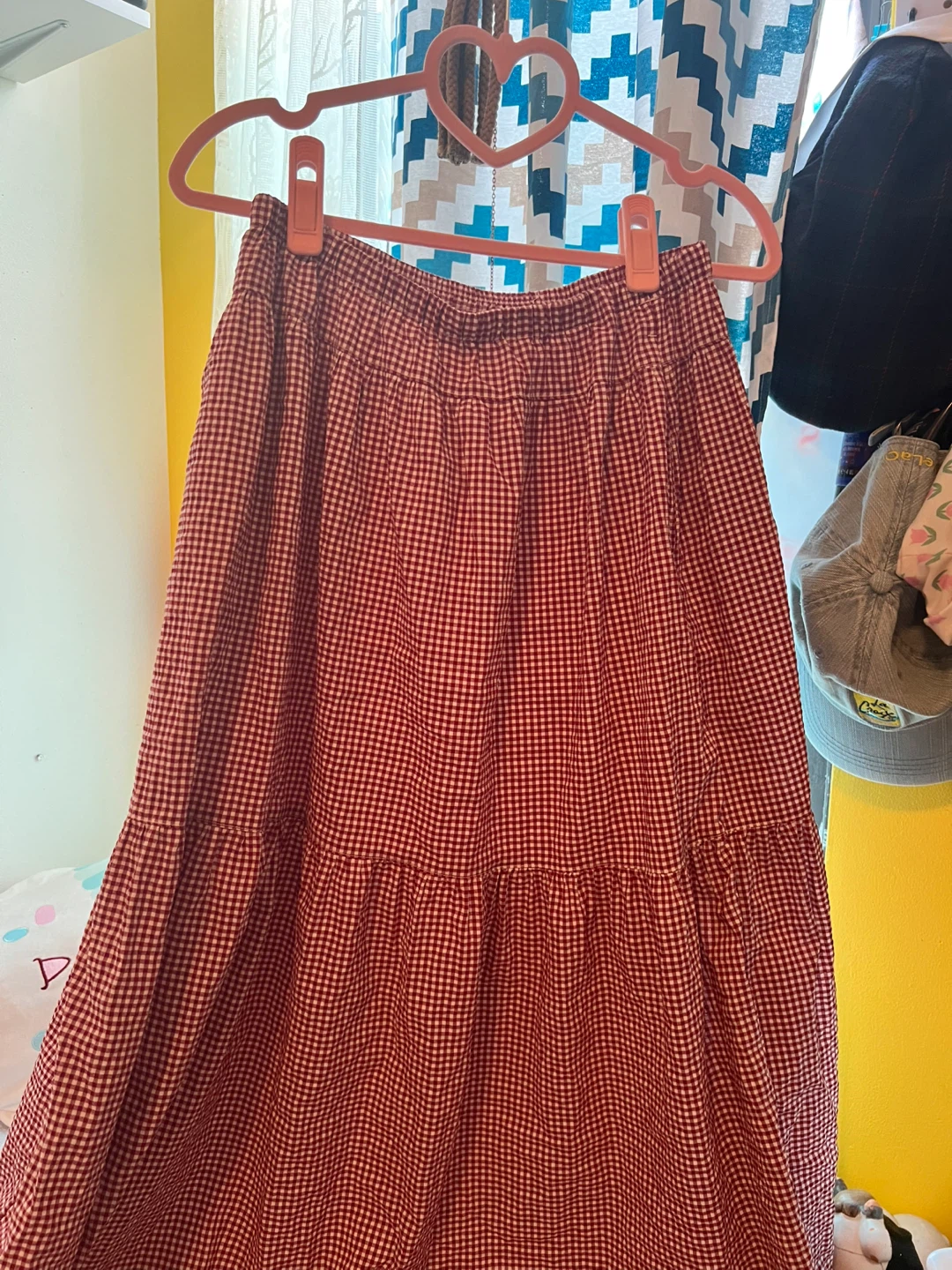 UNIQLO Tiered Maxi Skirt Gingham Red Size S - photo 2
