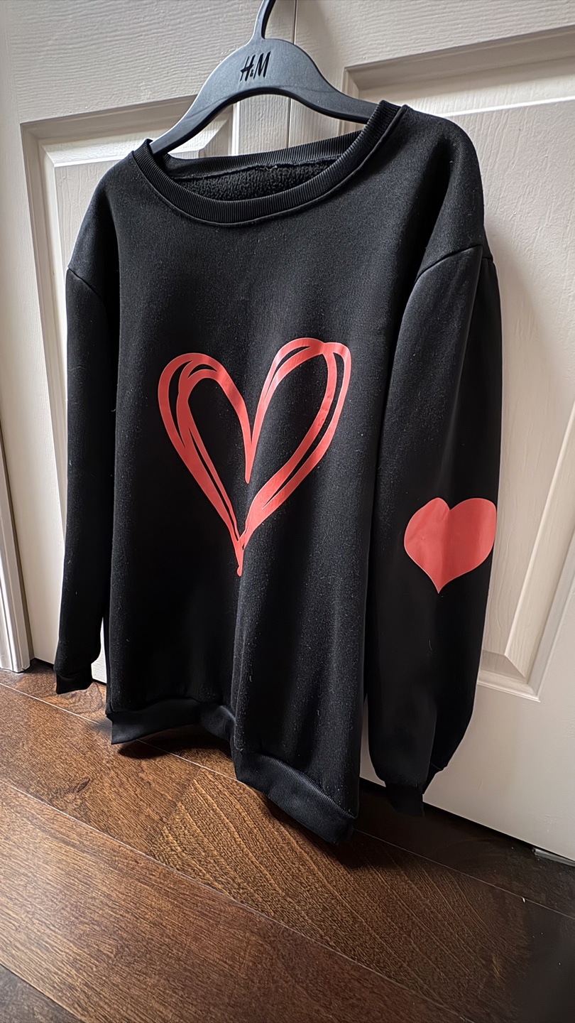 Black Sweatshirt with Red Heart Graphic - photo 3