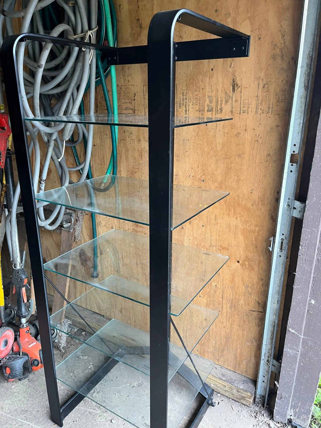 Black Metal and Glass Display Shelf
