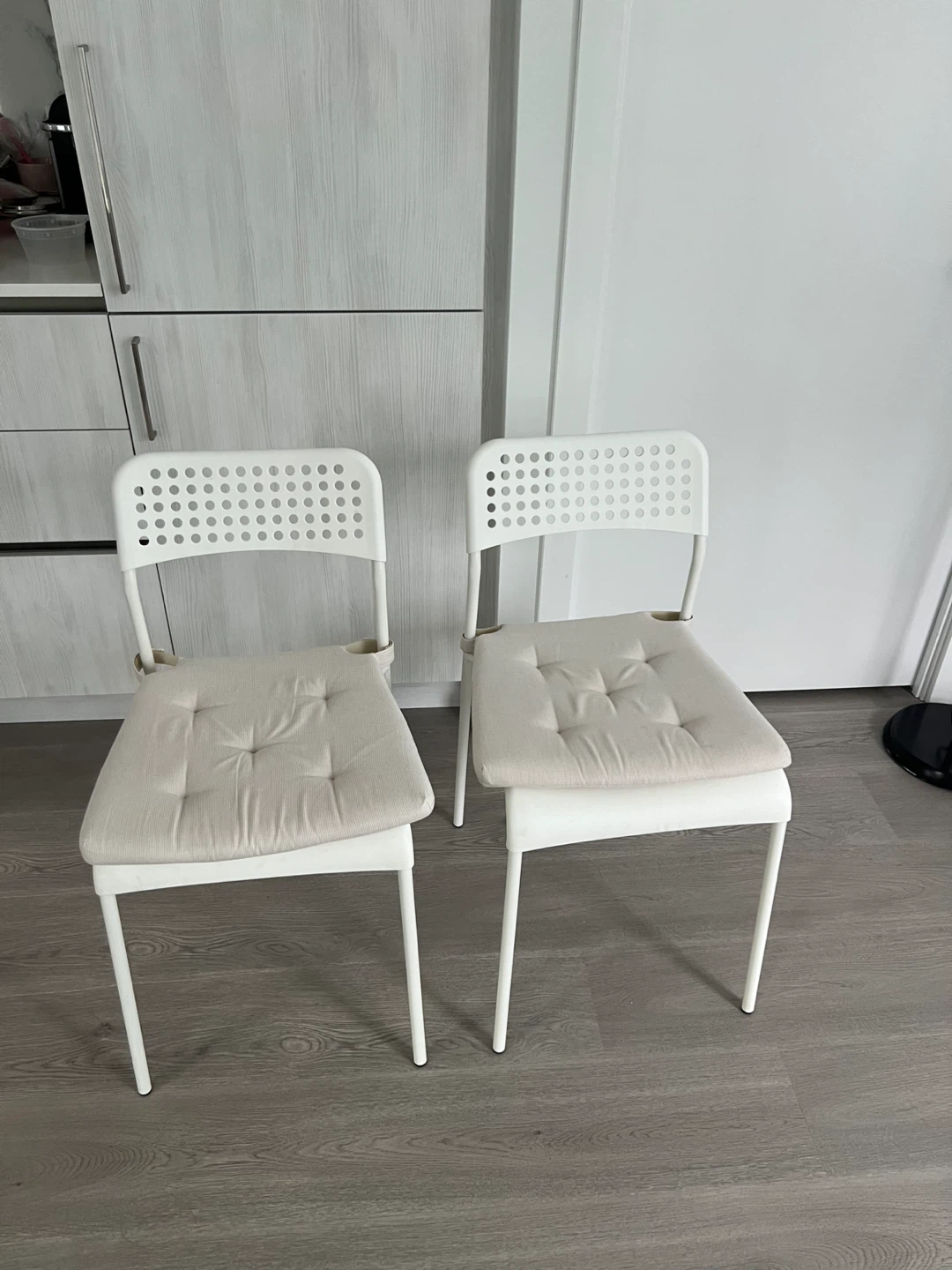 IKEA White Chairs with Cushions (Set of 2)