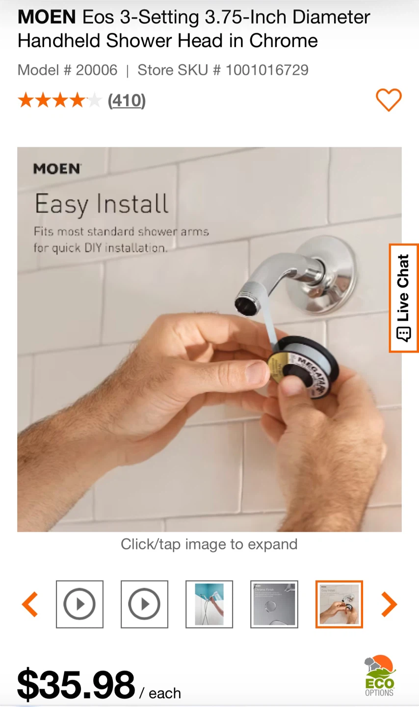 MOEN Fos 3-Setting Handheld Showerhead with Flexible Hose - photo 4