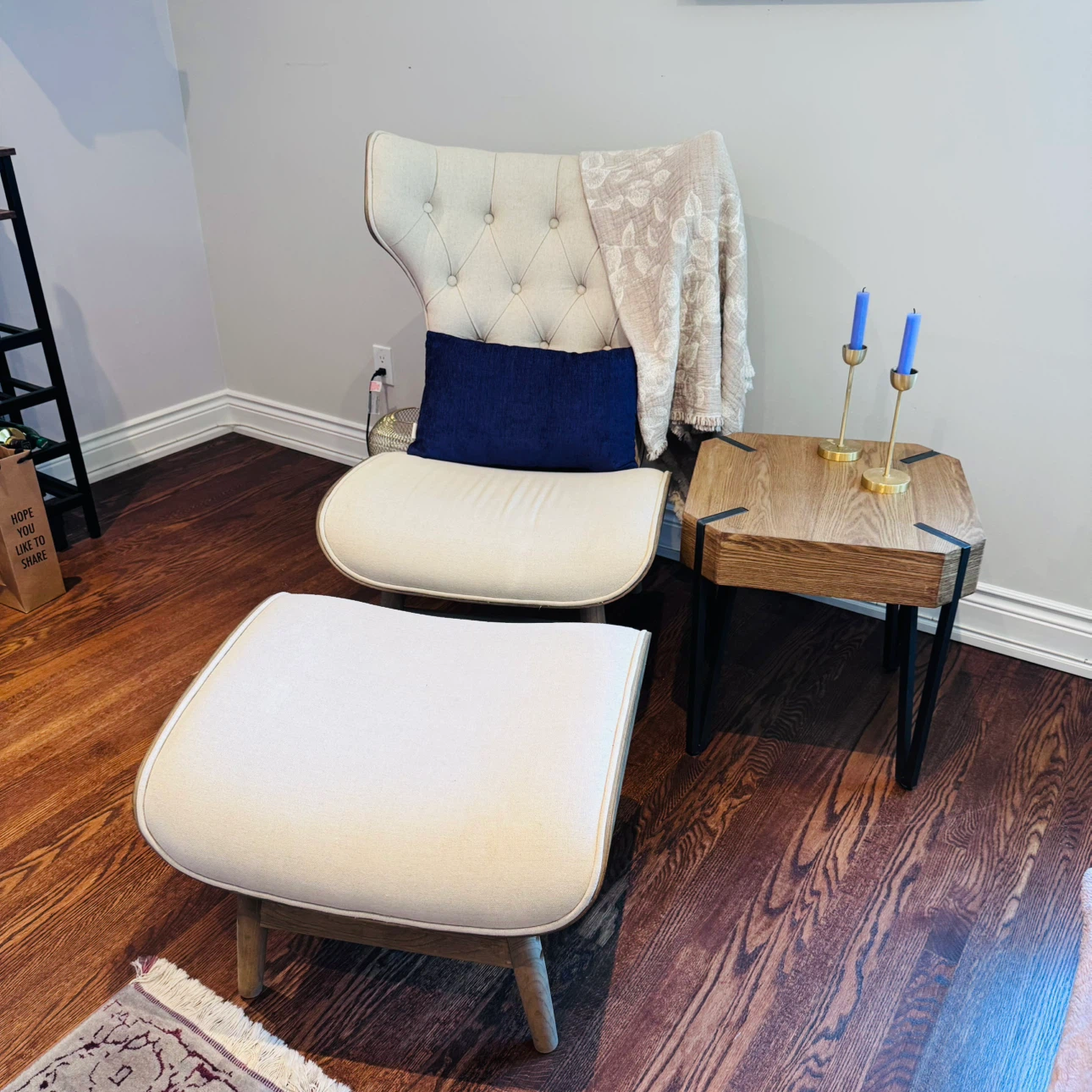 Tufted Upholstered Accent Chair with Ottoman