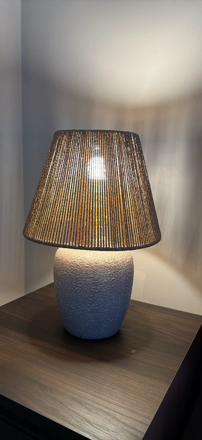 Textured Base Table Lamp with Rope Shade - Pair of 2