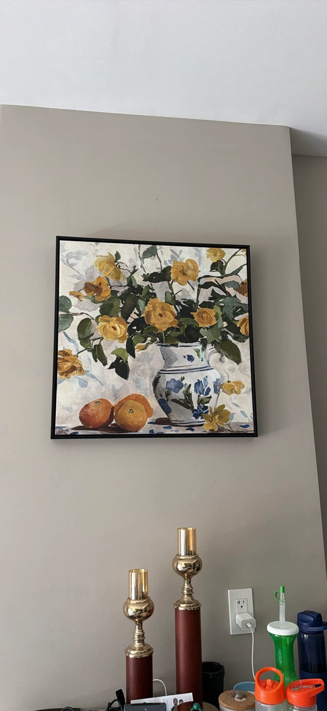 Framed Wall Art: Yellow Roses Still Life