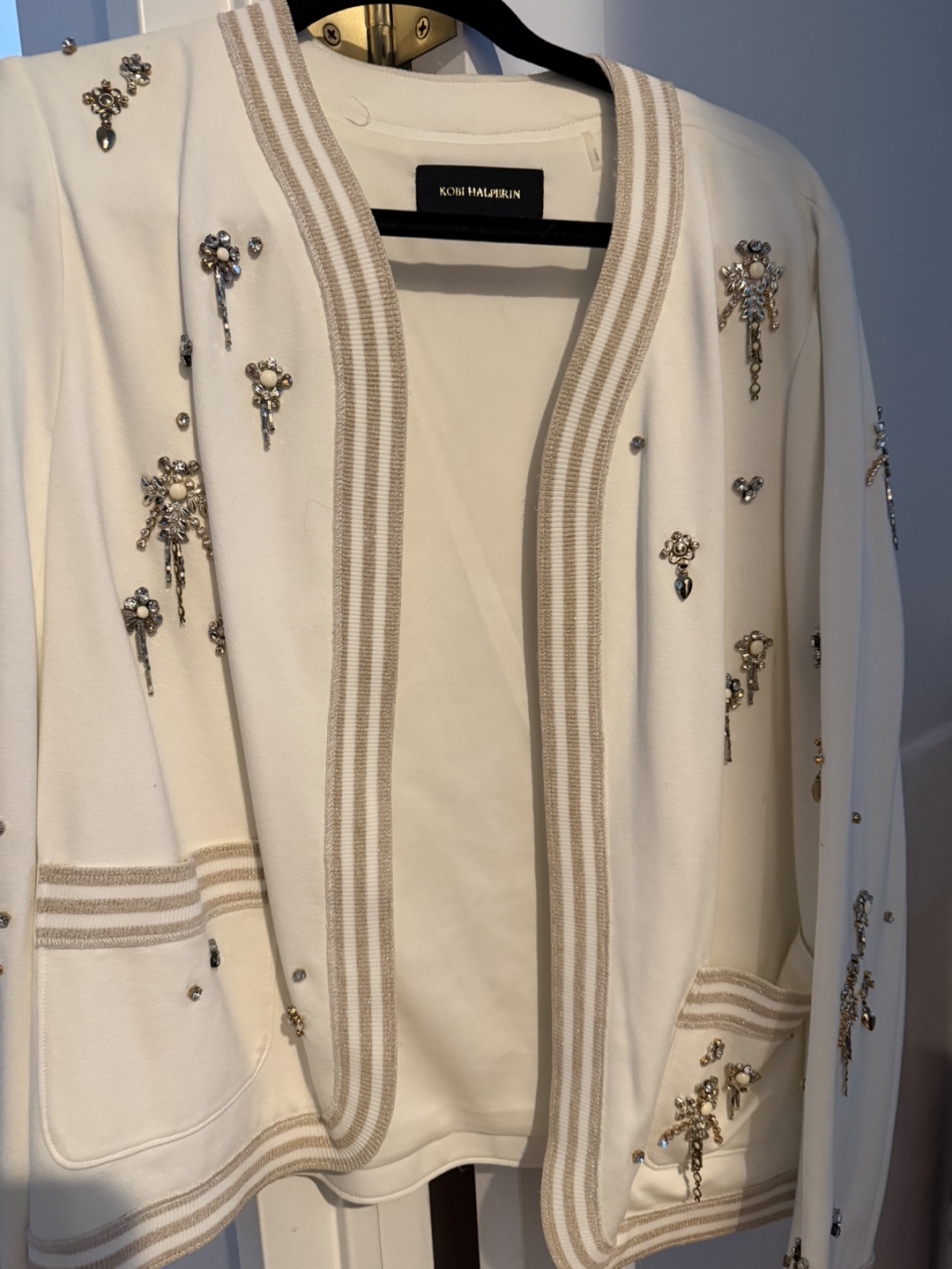 Kobi Halperin Embellished Cream Cardigan