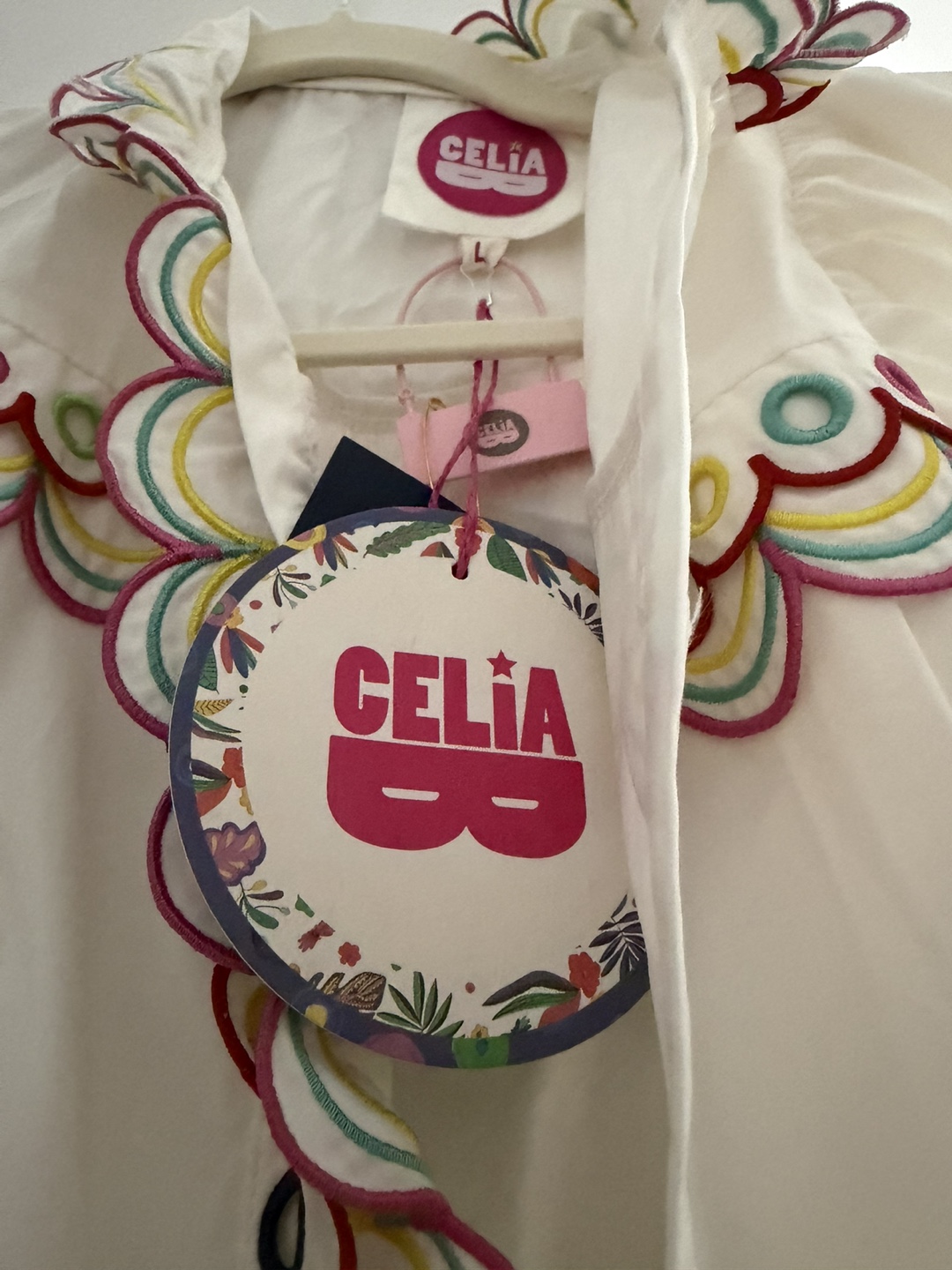 Celia B White Embroidered Dress L - photo 3