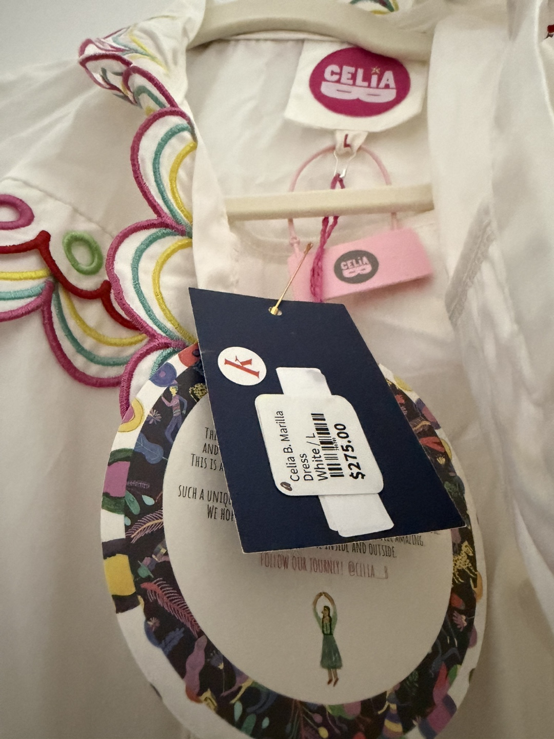Celia B White Embroidered Dress L - photo 2