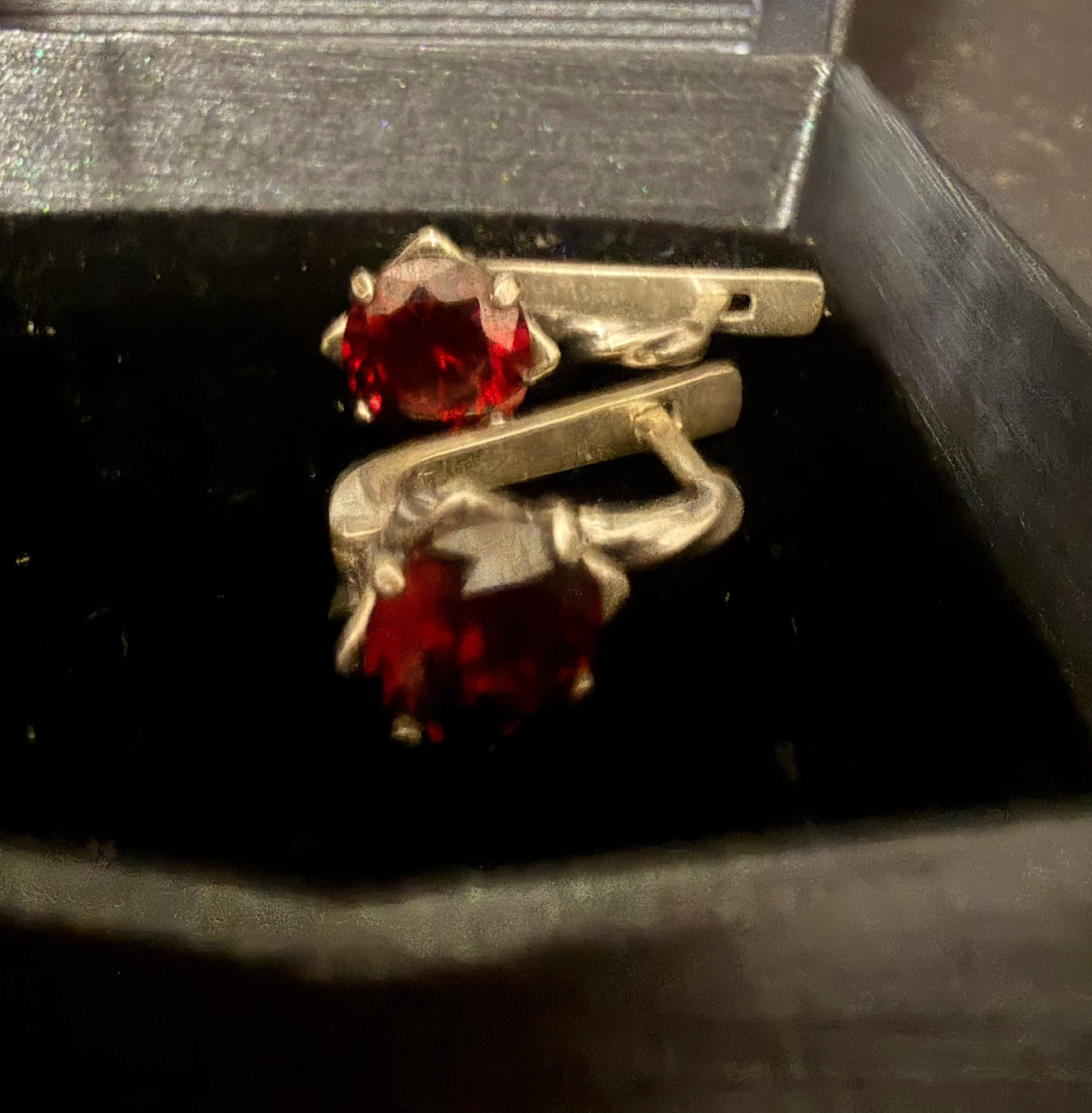 Sterling Silver 925 Earrings with Red stone - photo 4