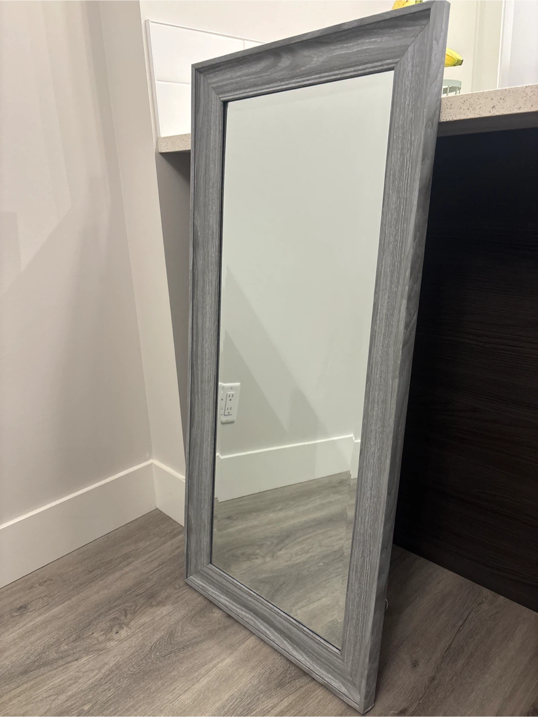 Grey Wood Grain Framed Mirror