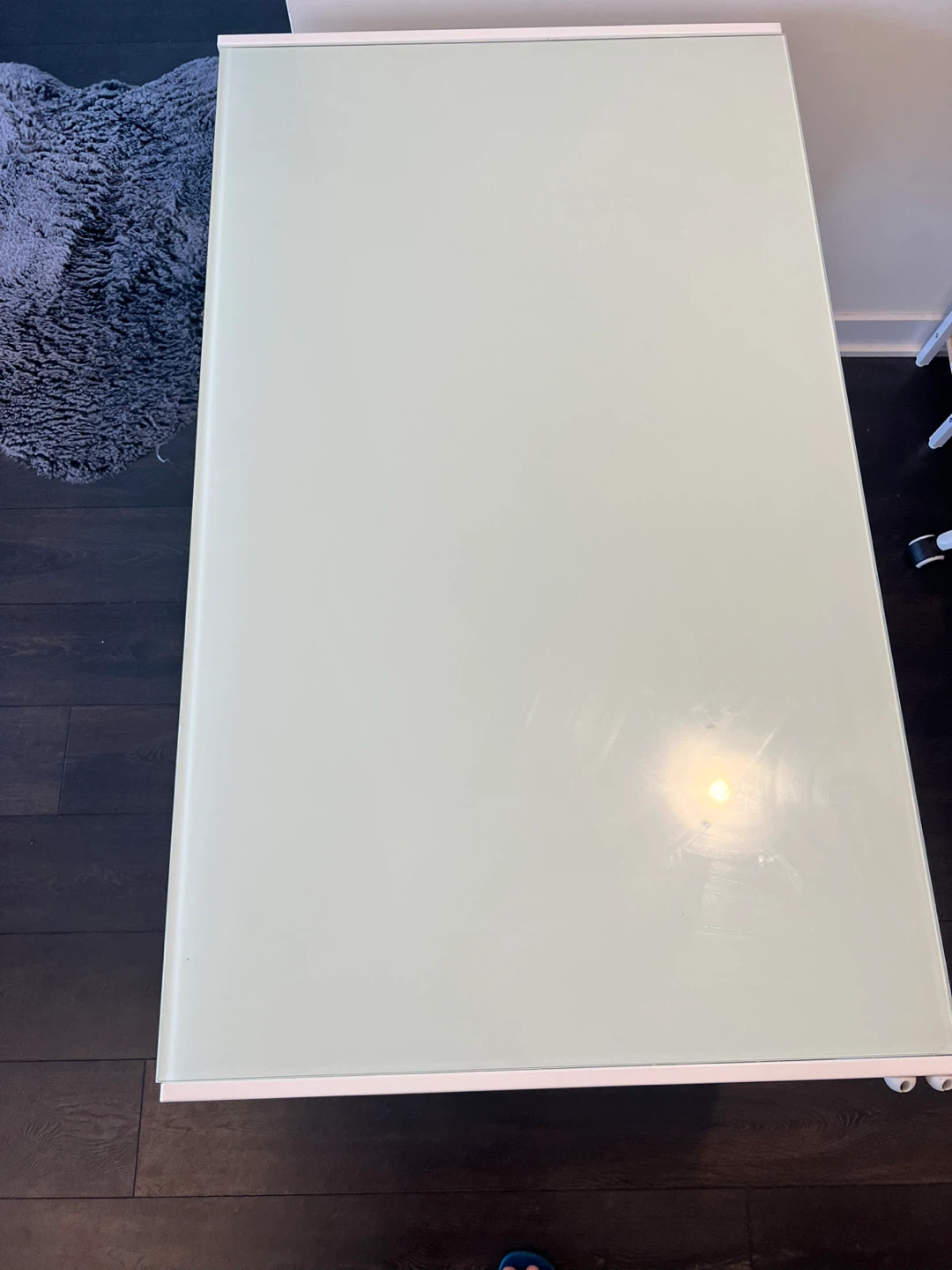 White Metal Frame Desk with Frosted Glass Top - photo 3