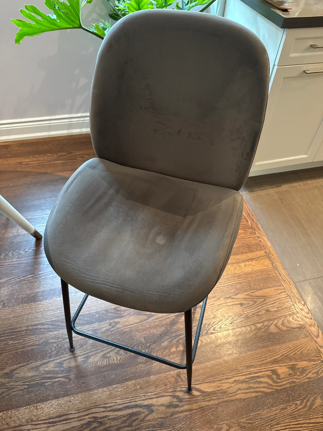 Set of 4 Gray Upholstered Bar Stool