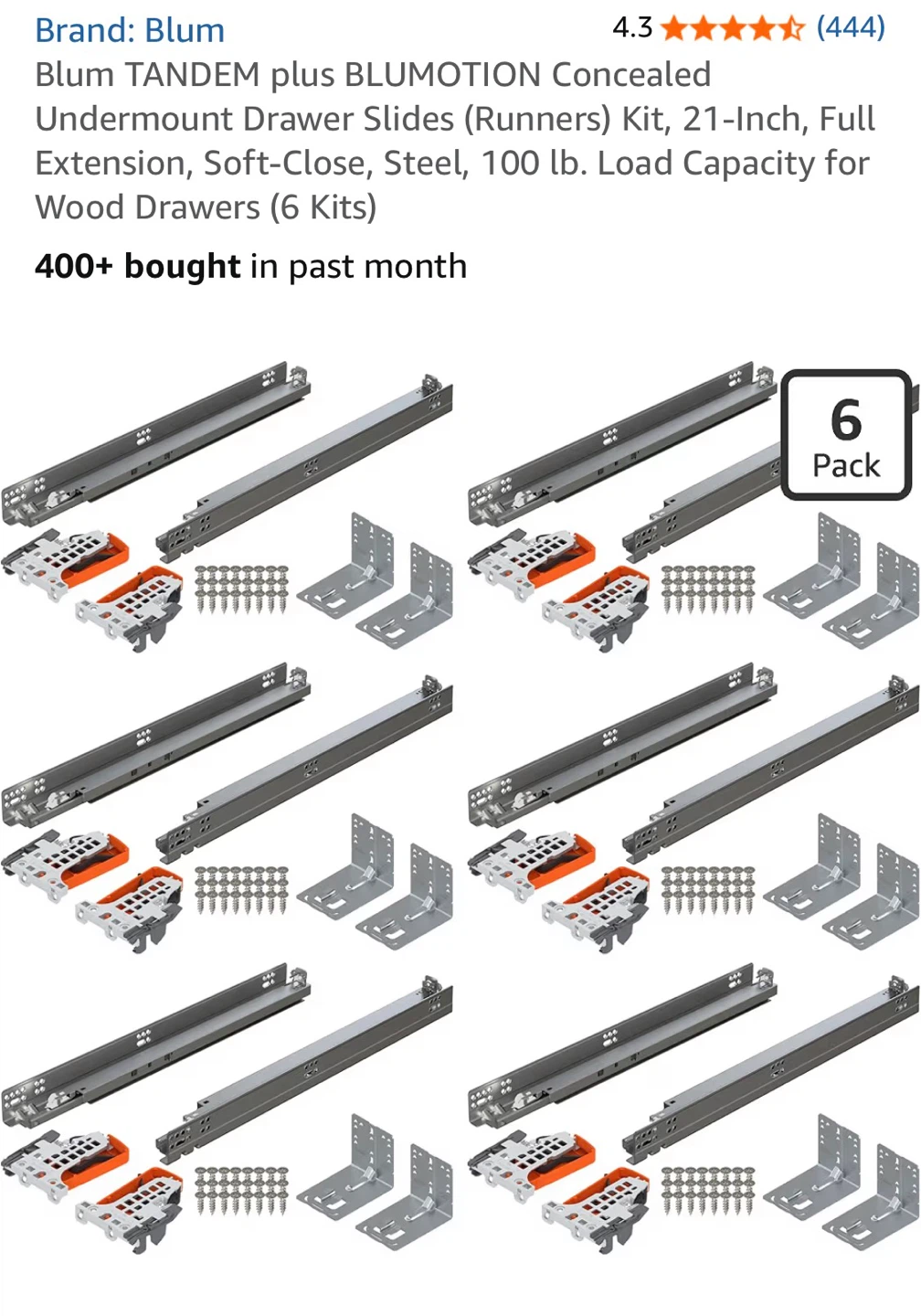 Blum Tandem Undermount Drawer Slides 6-Pack - photo 4