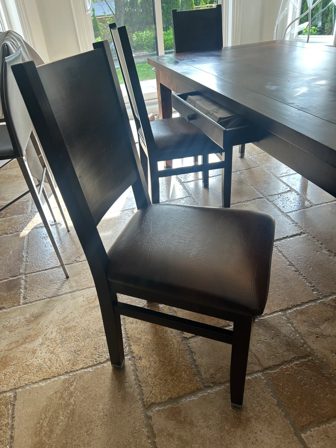 Dark Wood kitchen Table with 6 Chairs
