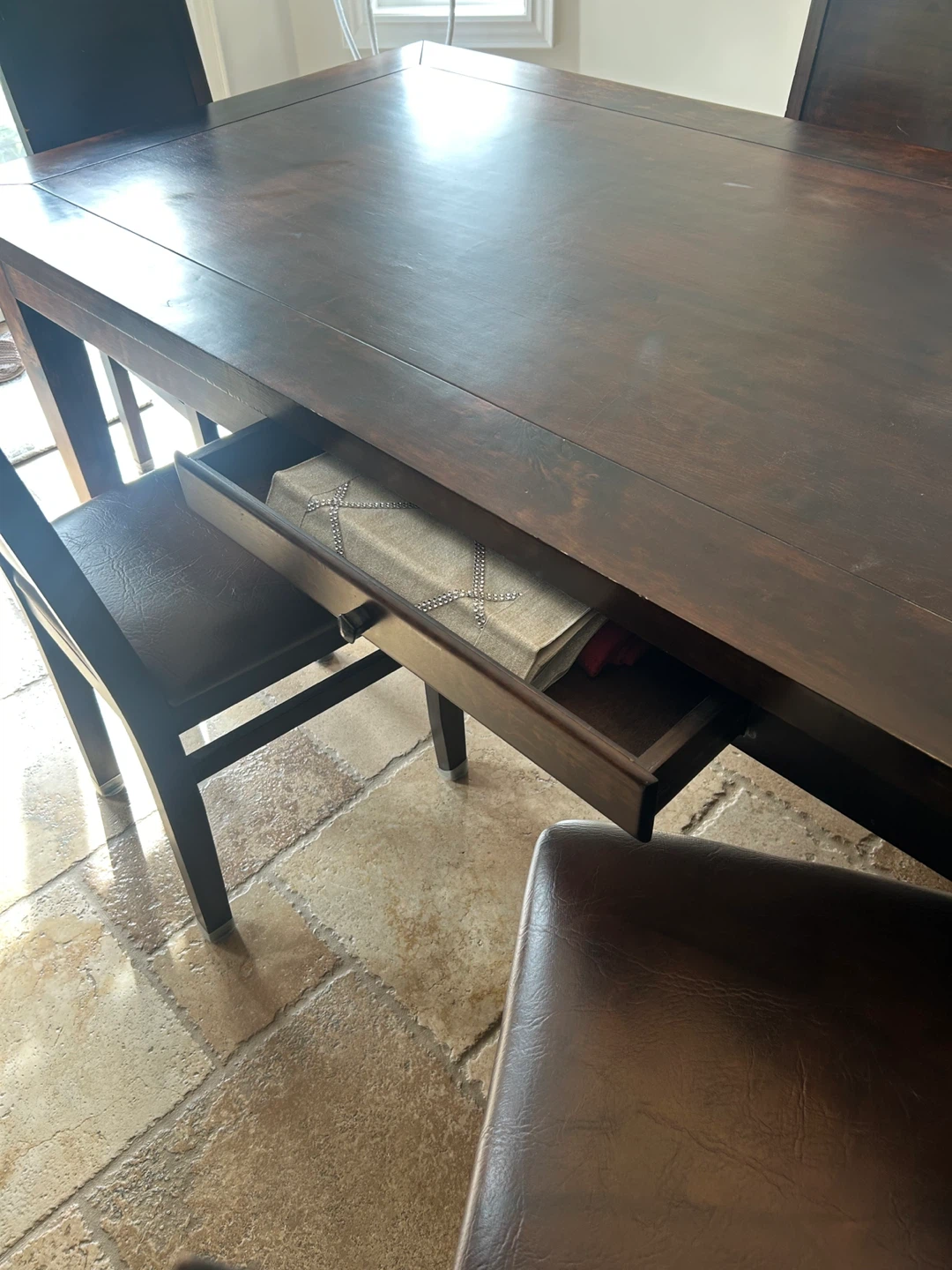 Dark Wood kitchen Table with 6 Chairs - photo 2
