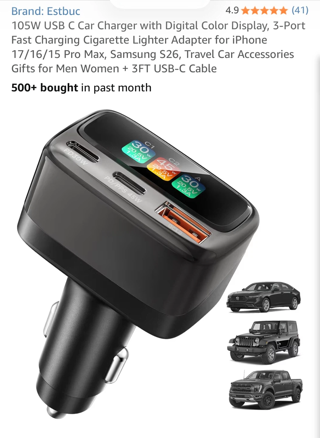 Estbuc 105W USB C Car Charger