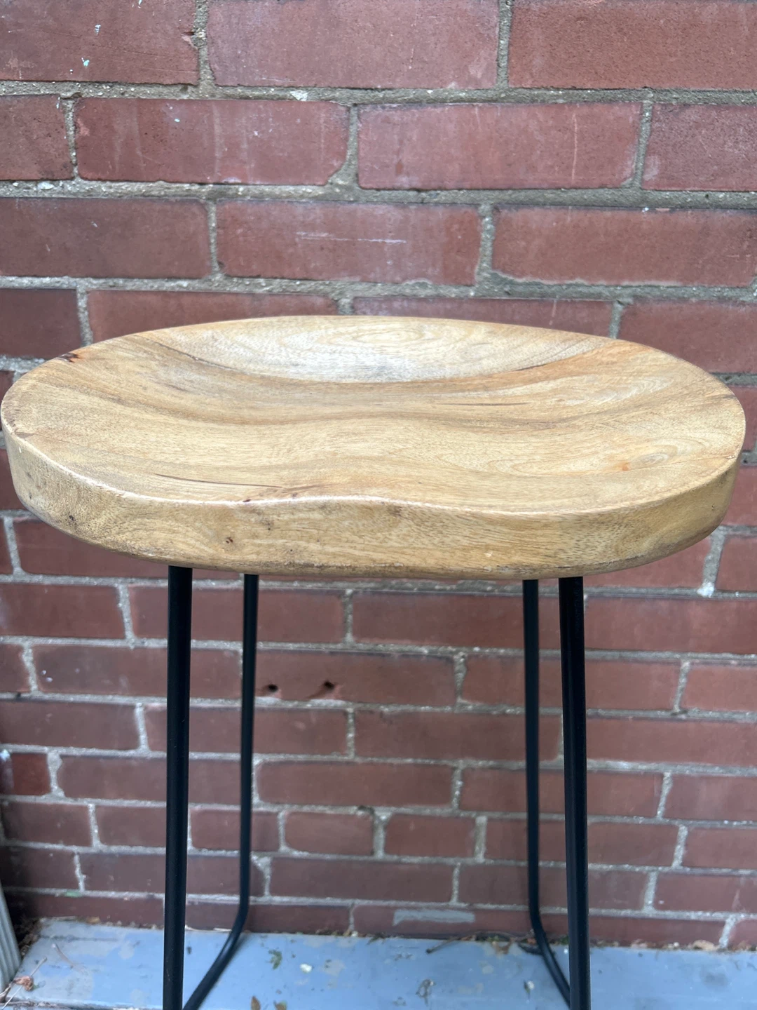 Wooden Bar Stool with Black Metal Legs - photo 3