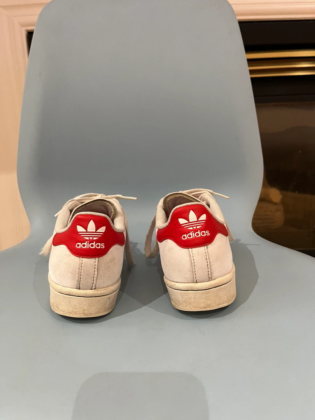 Adidas Superstars White/ Red Heart Detail - Size 5 - photo 3