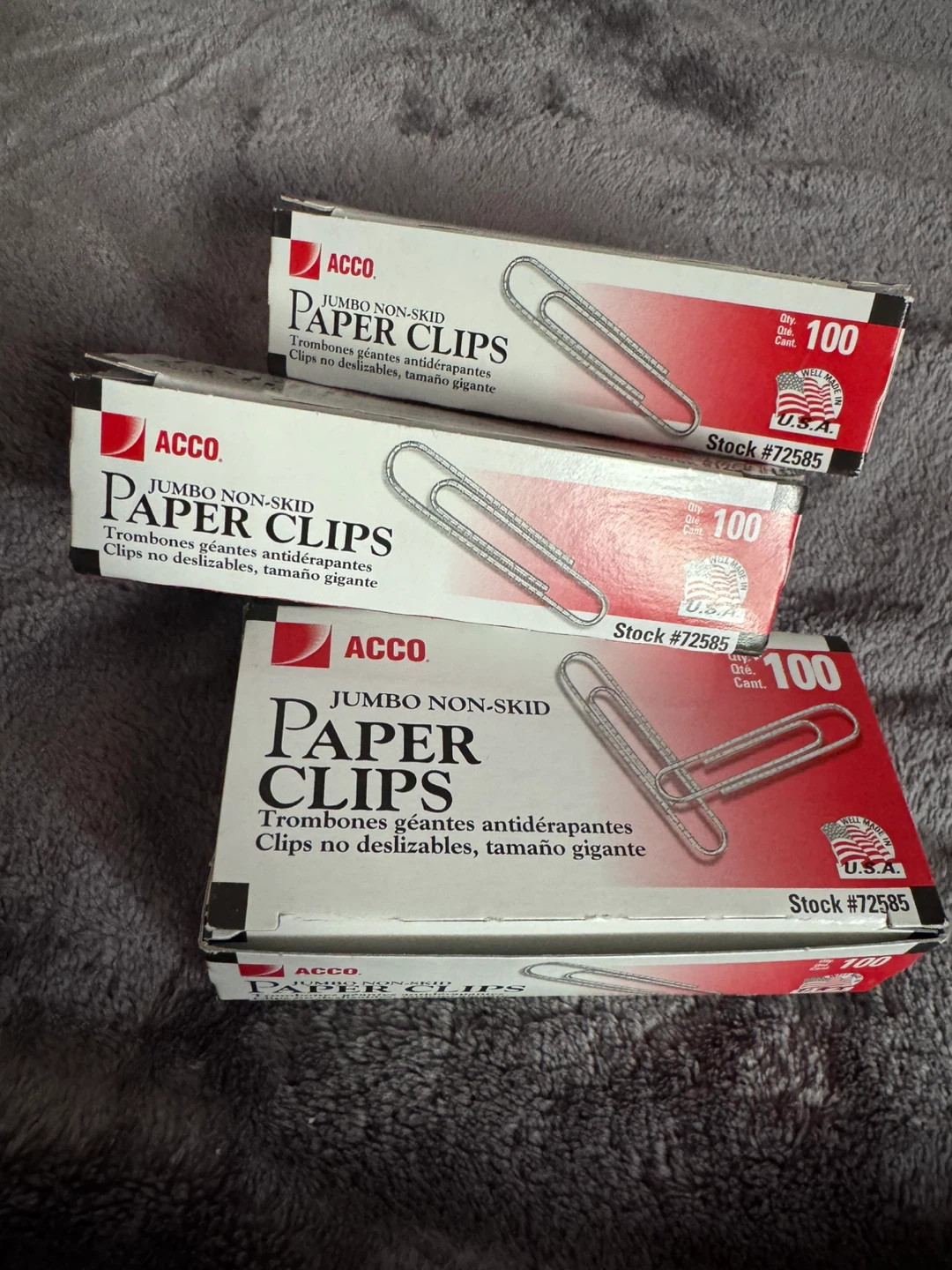 ACCO Jumbo Non-Skid Paper Clips - 100 Count