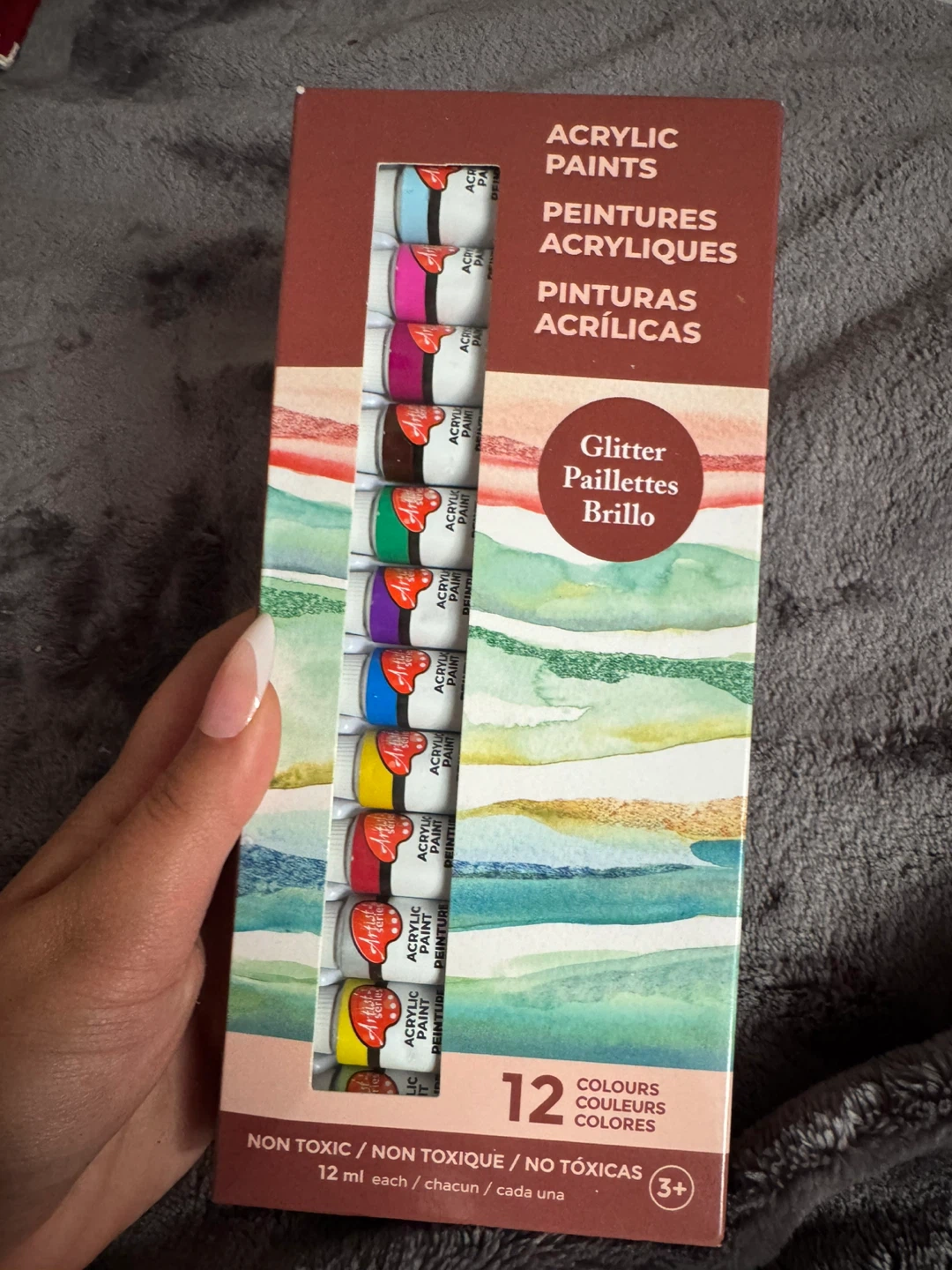 Acrylic Paint Set - 12 Glitter Colours