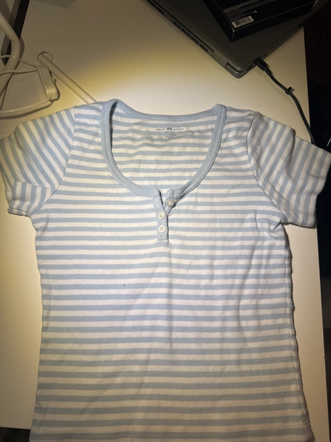 Brandy Melville Striped Henley T-Shirt