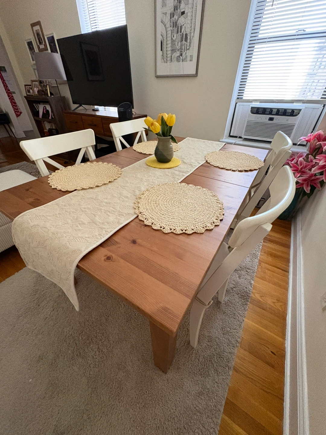 Wooden Dining Table with 4 Chairs